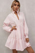 Frilled Stand Collar Long Sleeve Ruffle Dress